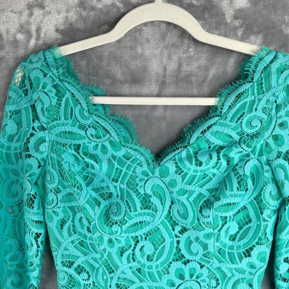 Lilly Pulitzer Dress Womens 0 Turquoise Lace Helene Lagoon Scalloped Trim Sheath - Picture 2 of 16